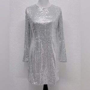 Moifar silver sequin long sleeve dress